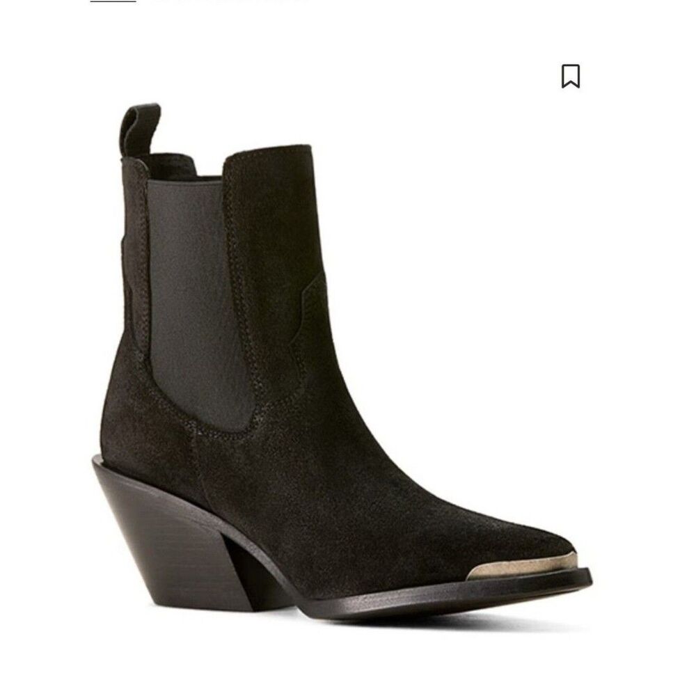 New The Kooples (Paris) Women's Elegant Black Suede Leather Pointed Heeled Boots